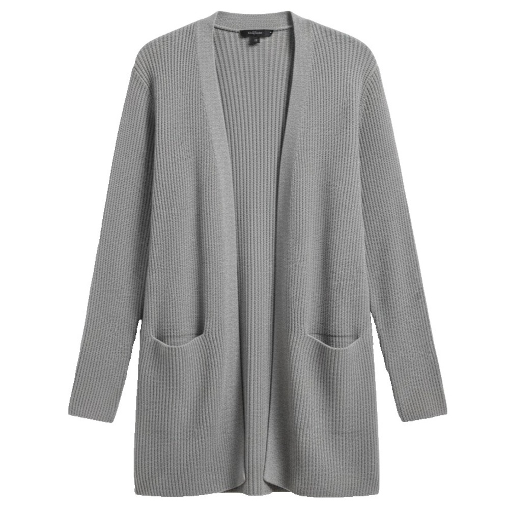 Gap Womens Cardigan Sweater Size S Grey Soft Knit Open Front Pockets Longline